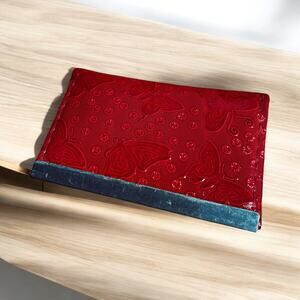 Red Butterfly Retro Small New Card Wallet ID Card Holder Never used Deadstock